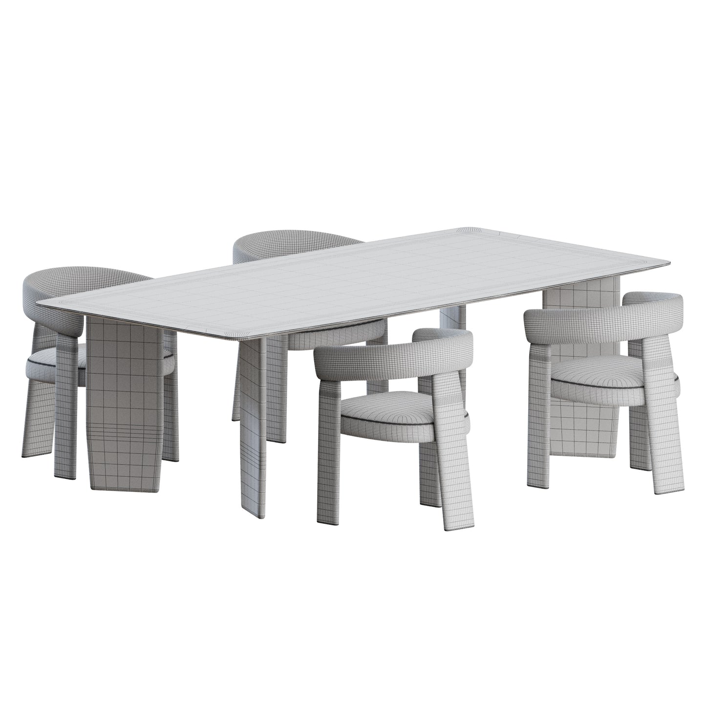 Oru Dining Set 02 by Andreu World 3D Model