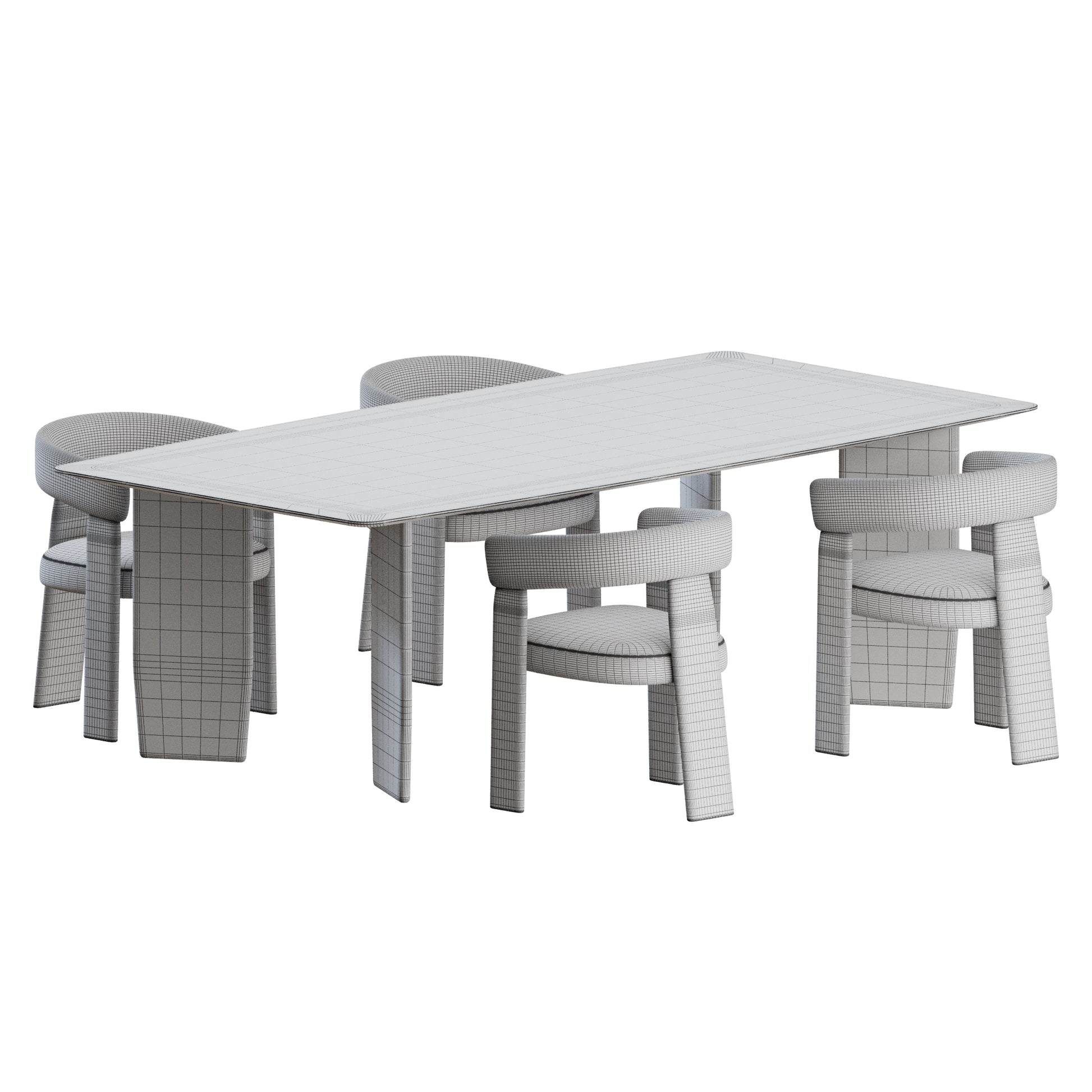 Oru Dining Set 02 by Andreu World 3D Model