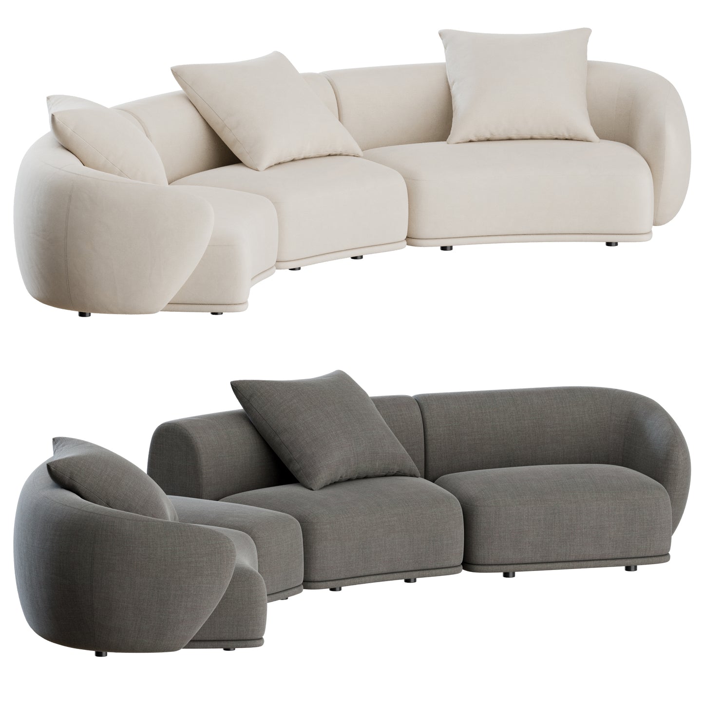 Rene Modular Curved Sofa by Meridiani 3D Model