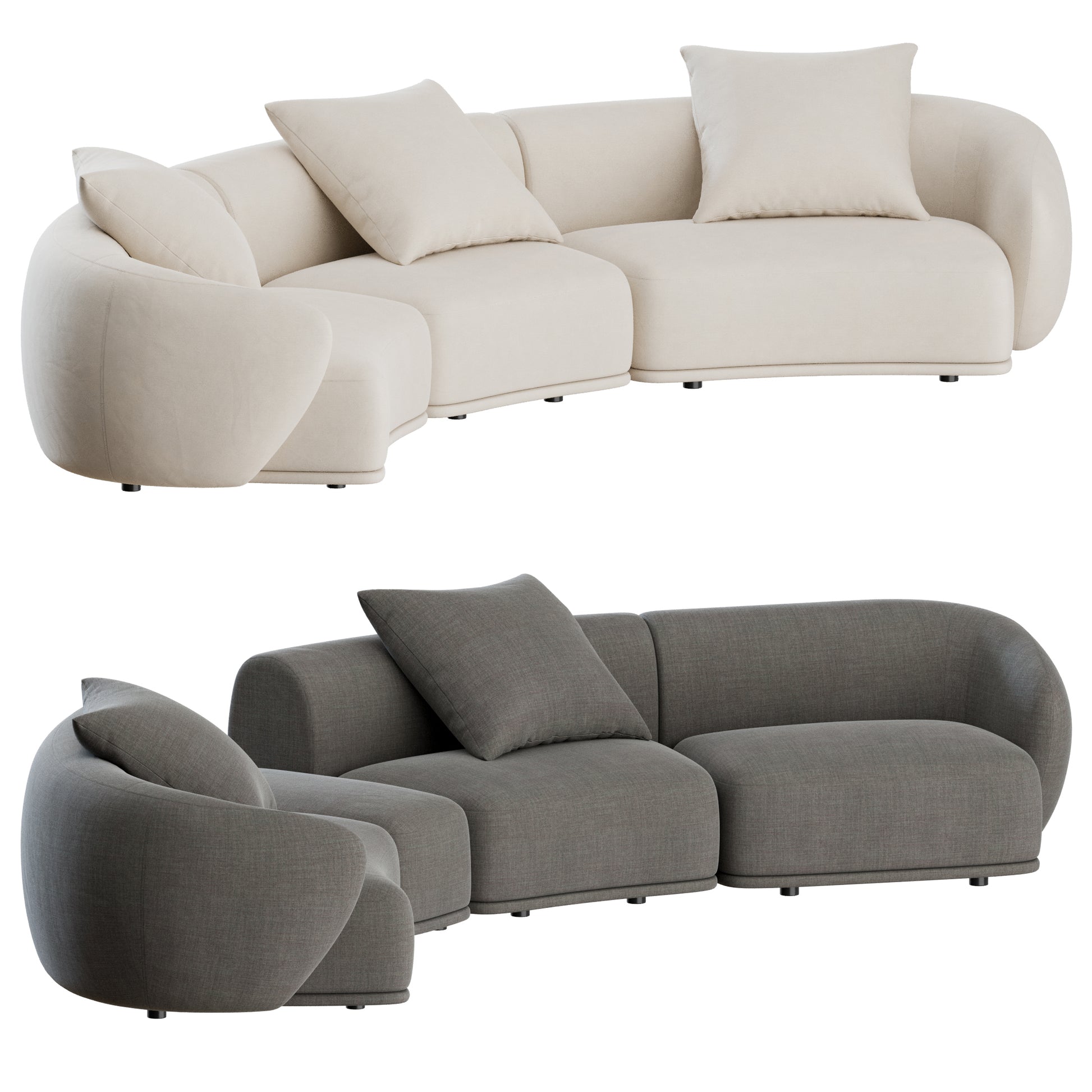 Rene Modular Curved Sofa by Meridiani 3D Model