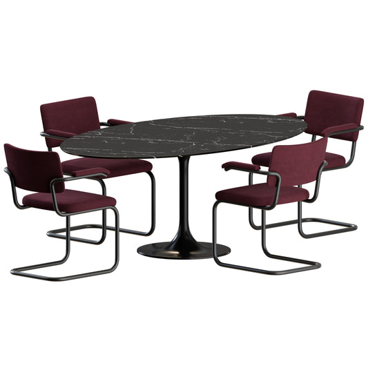 S 64 Chair Saarinen Table Dining Set 3D Model