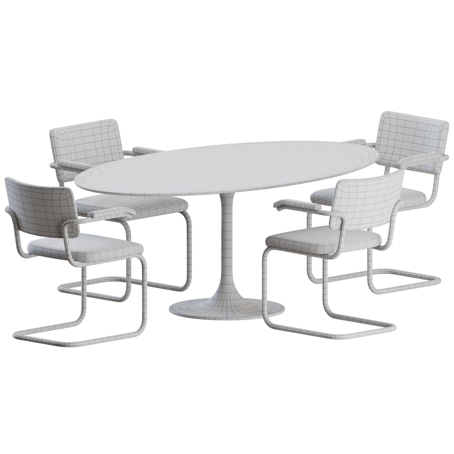 S 64 Chair Saarinen Table Dining Set 3D Model