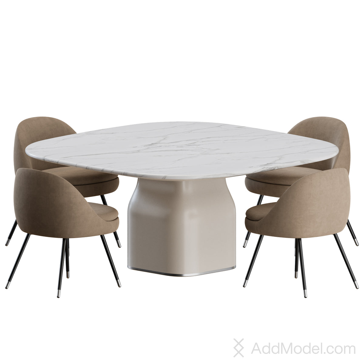 Sendai Chair Saki Table By Minotti 3D Model