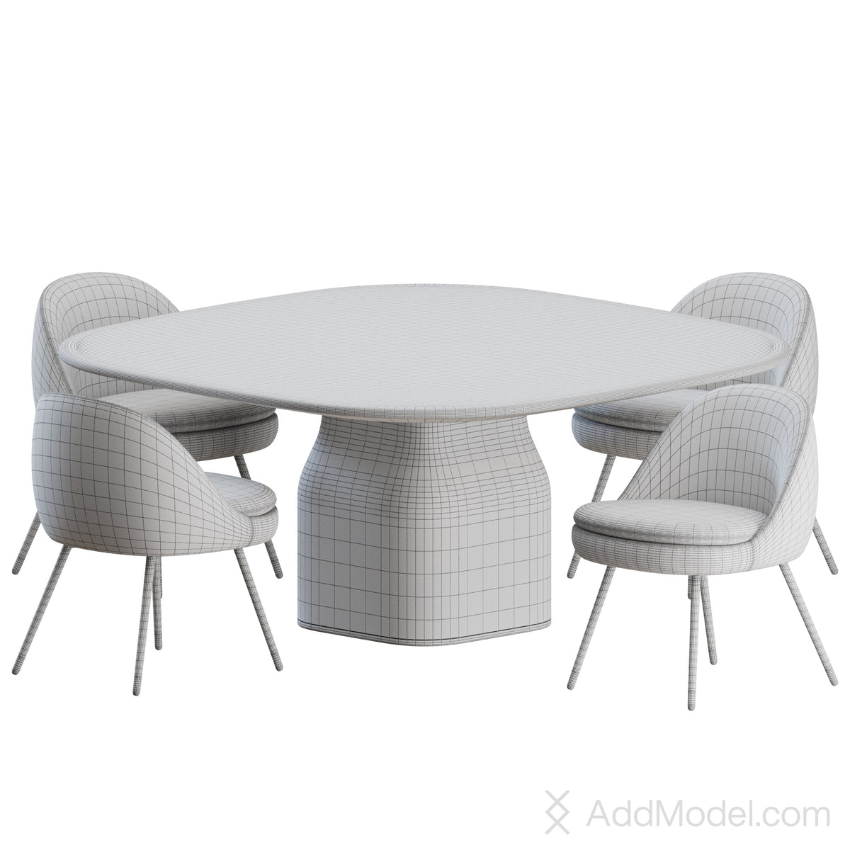 Sendai Chair Saki Table By Minotti 3D Model