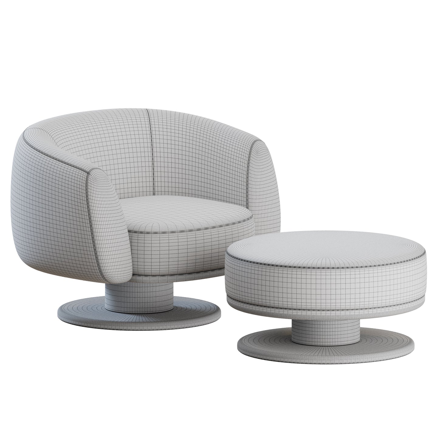 Vesta Armchair and Pouf by Pierre Frey 3D Model