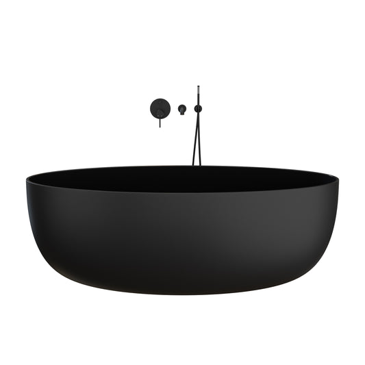 Vetrina Black Bathtub + Luxe Black Bath Shower Mixer Tap By Lusso 3D Model