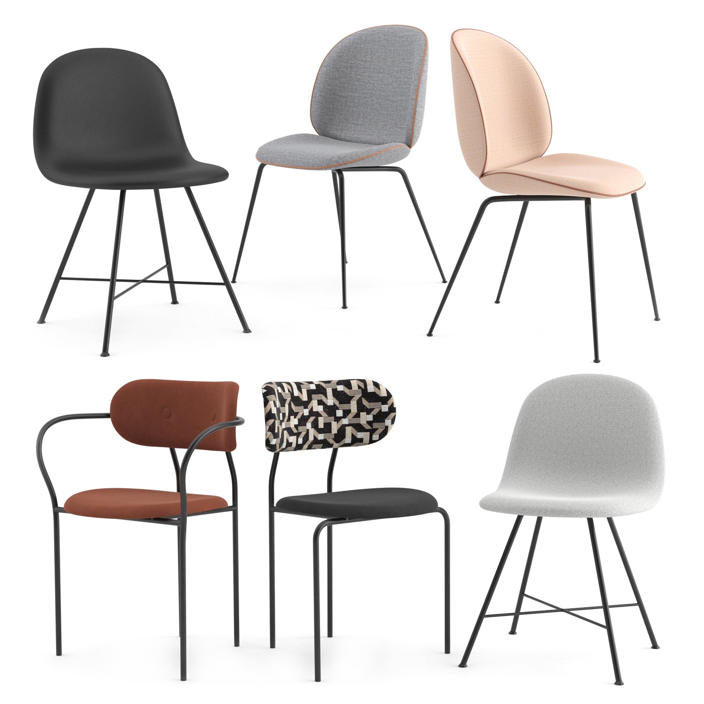 Gubi Dining Chairs Collection 3D Model