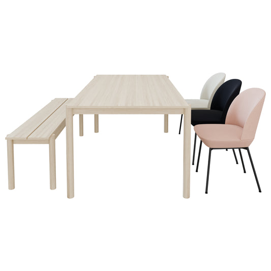 Oslo Side Chair + Linear Wood Table + Bench By Muuto 3D Model