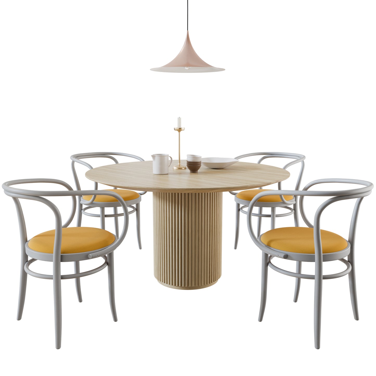 209P Chair Thonet - Palais Royal Table Asplund - Semi Pendant Gubi 3D Model