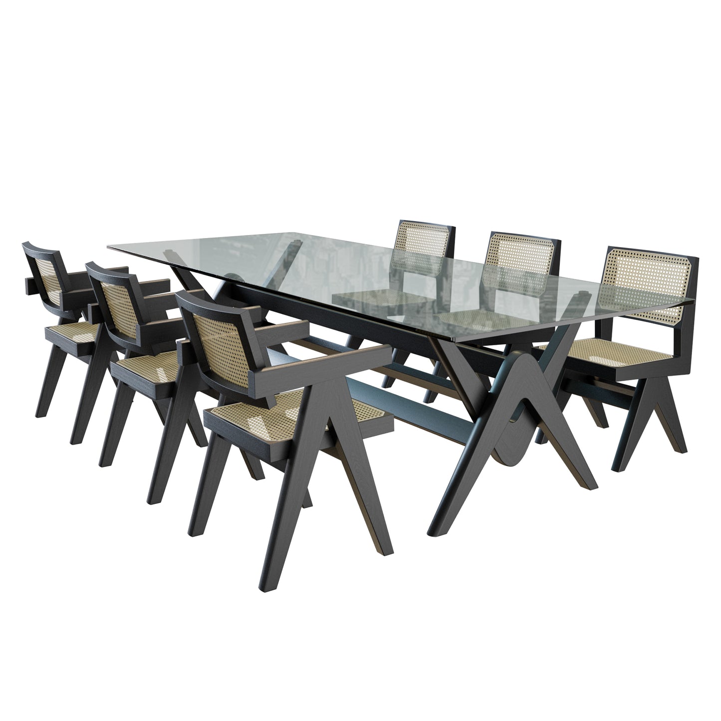 Pierre Jeanneret Dinning Set 3D Model