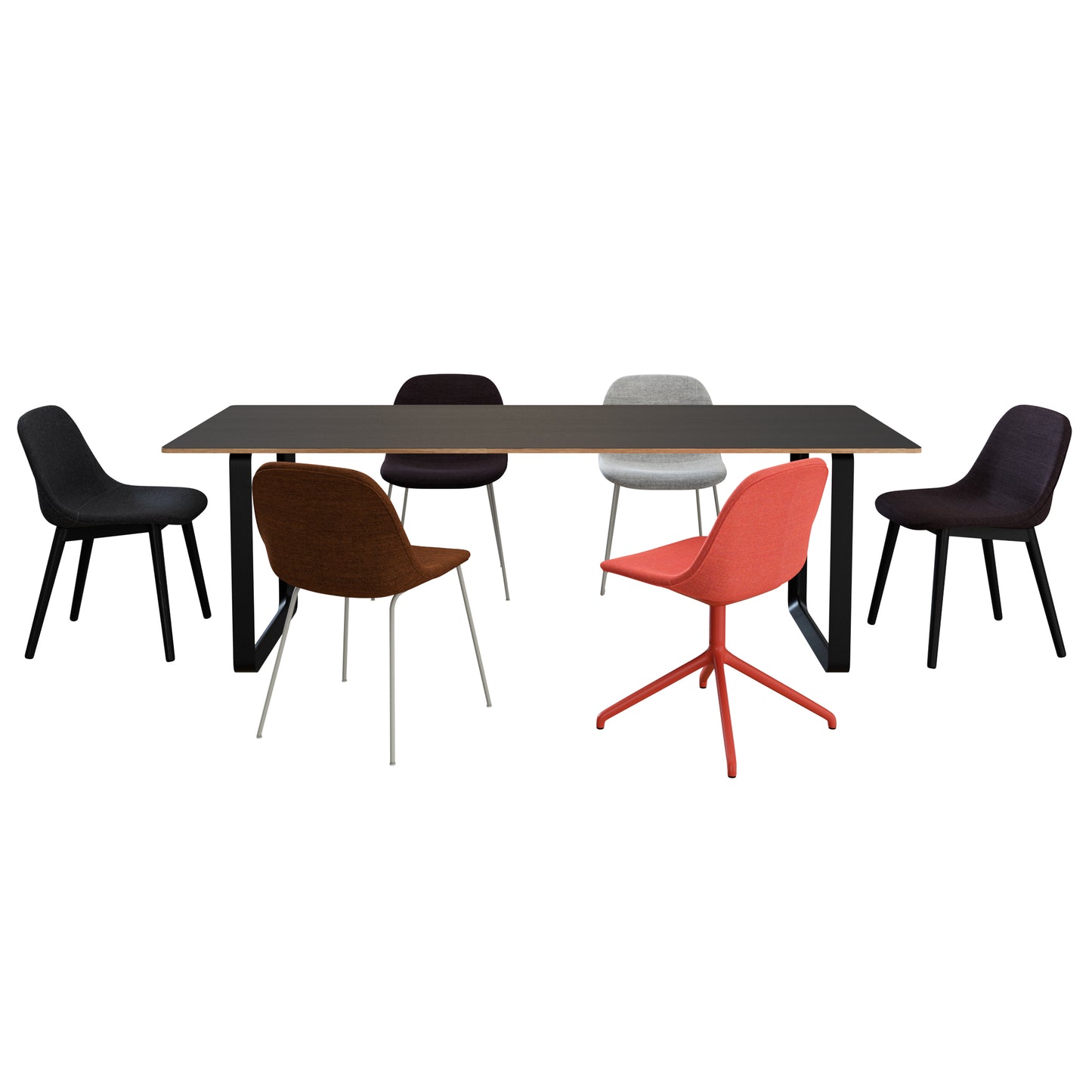 Fiber Side Chairs + 70/70 Table By Muuto 3D Model