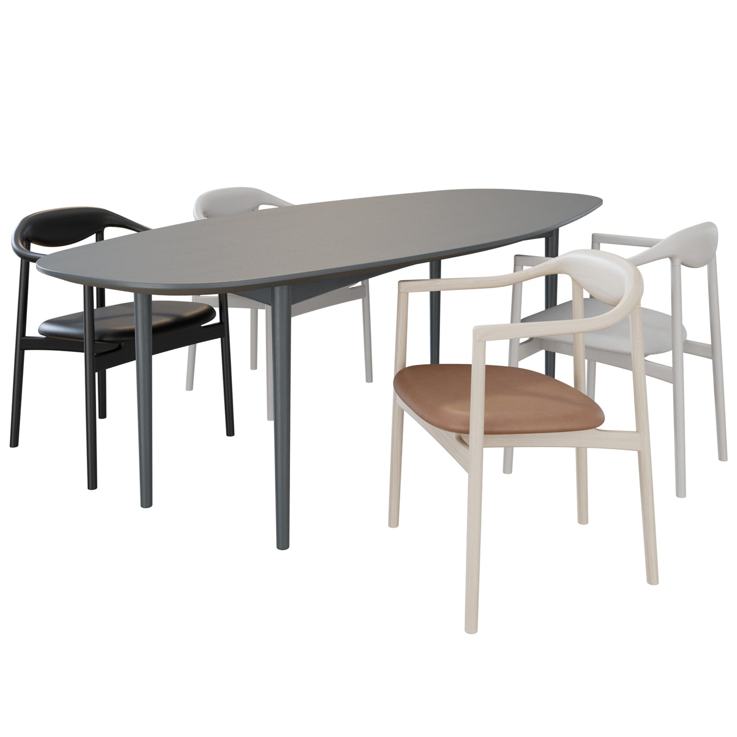 Jari Chair and Ellipse Table By BRDR Kruger 3D Model