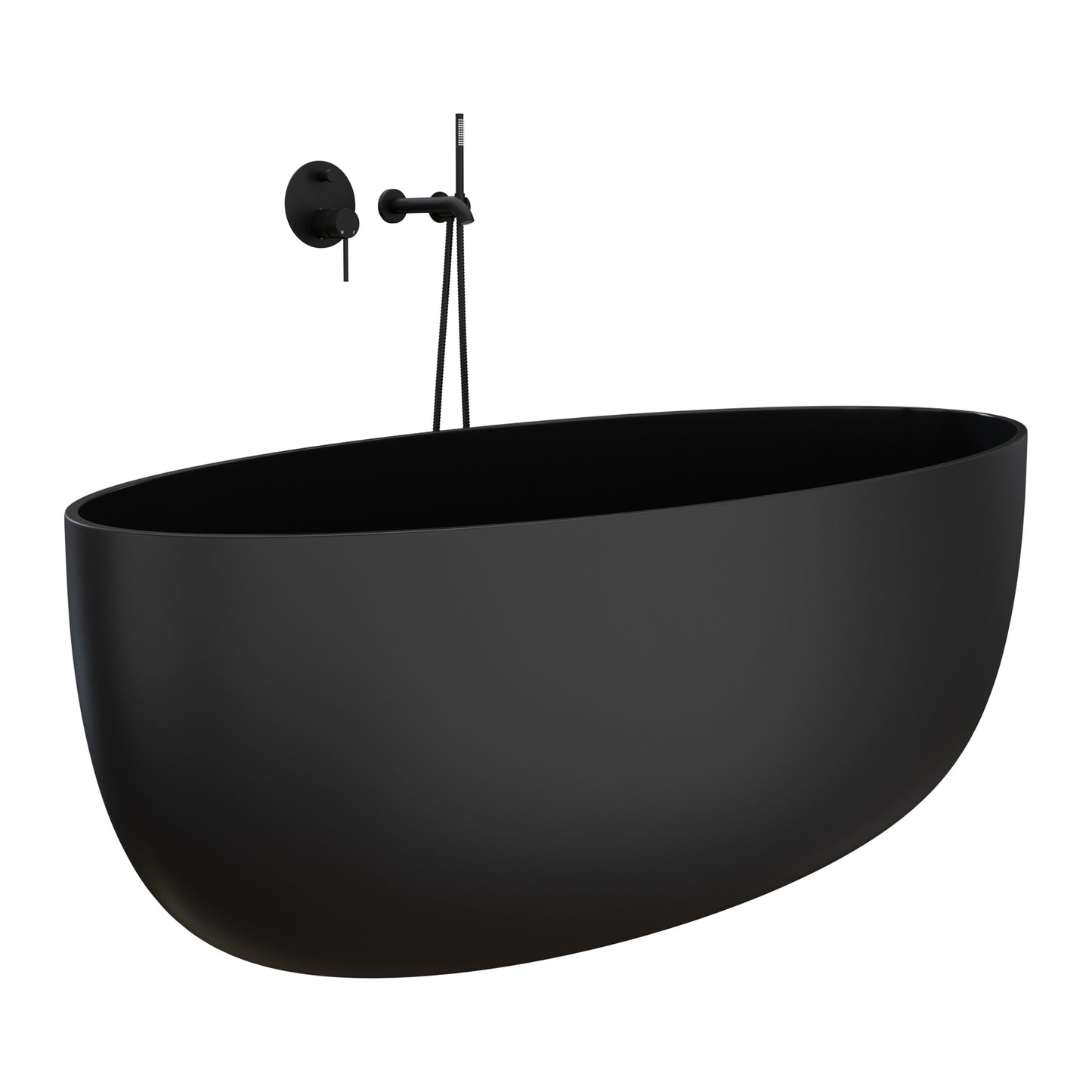 Vetrina Black Bathtub + Luxe Black Bath Shower Mixer Tap By Lusso 3D Model