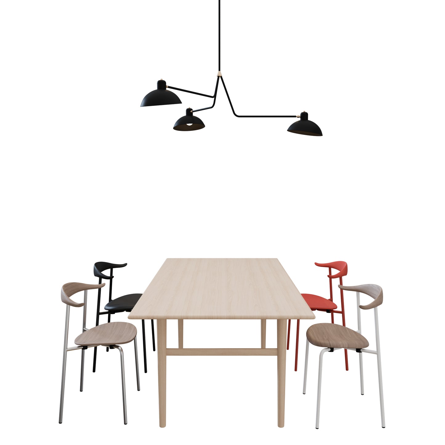 Carl Hansen Dining Set + Waldorf Triple Light Lambert & Fils 3D Model