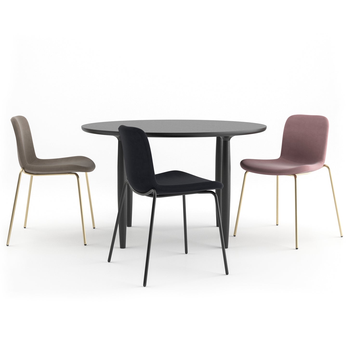 Langue Chair Soft + Oku Round Dining Table By Norr11 3D Model