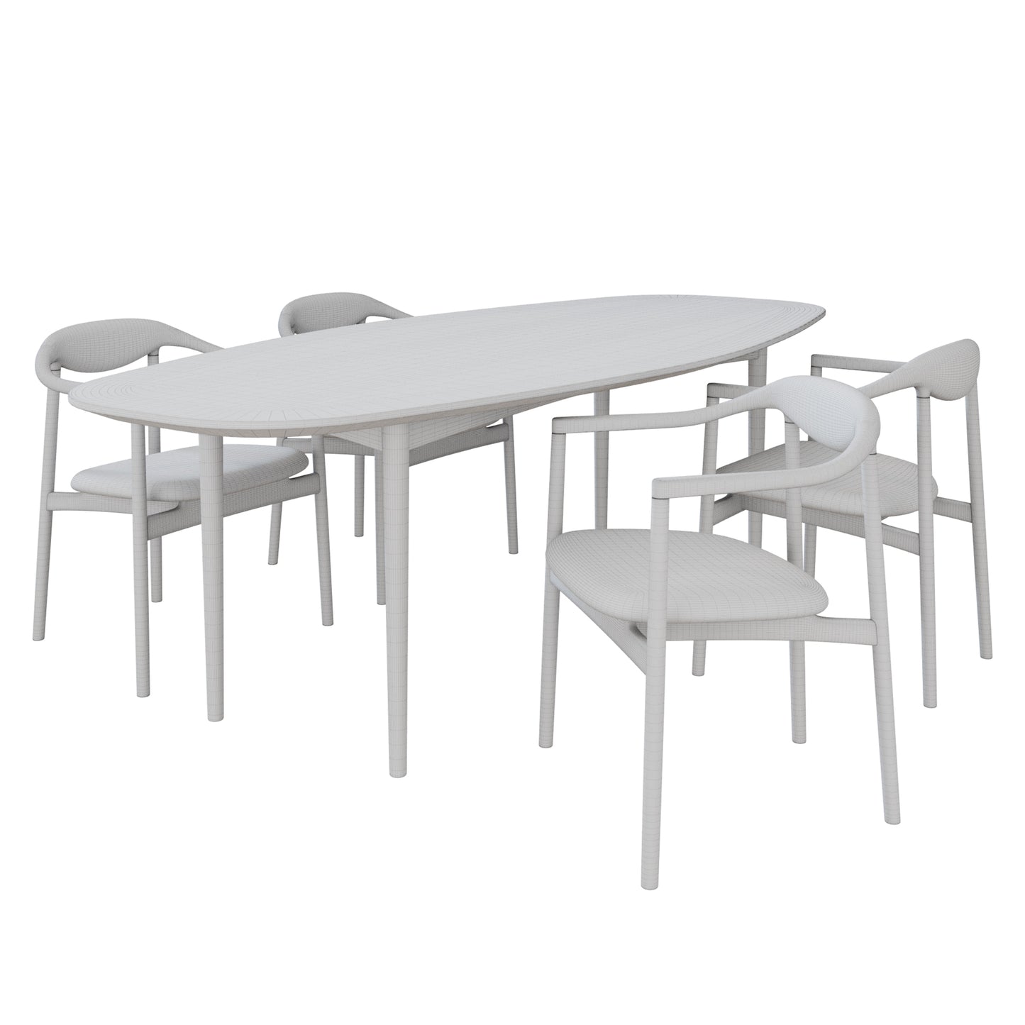 Jari Chair and Ellipse Table By BRDR Kruger 3D Model