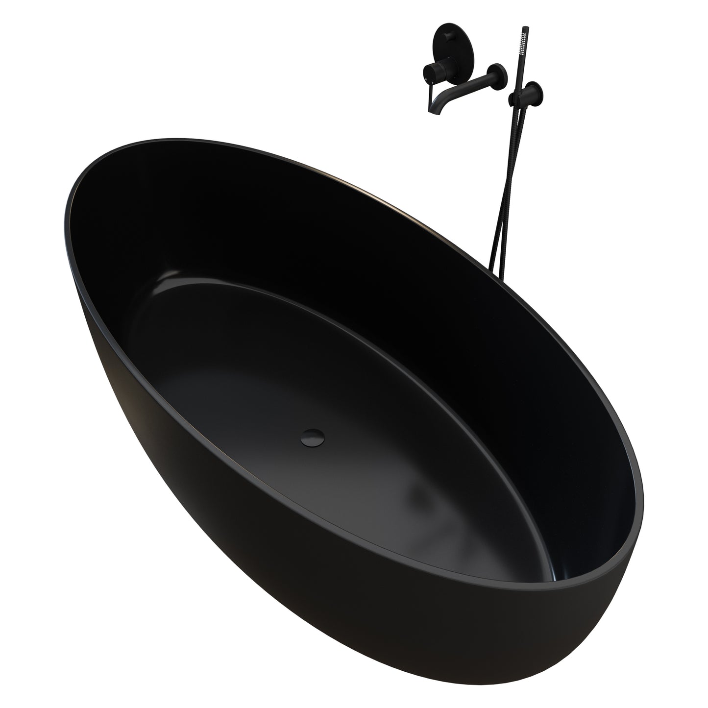 Vetrina Black Bathtub + Luxe Black Bath Shower Mixer Tap By Lusso 3D Model