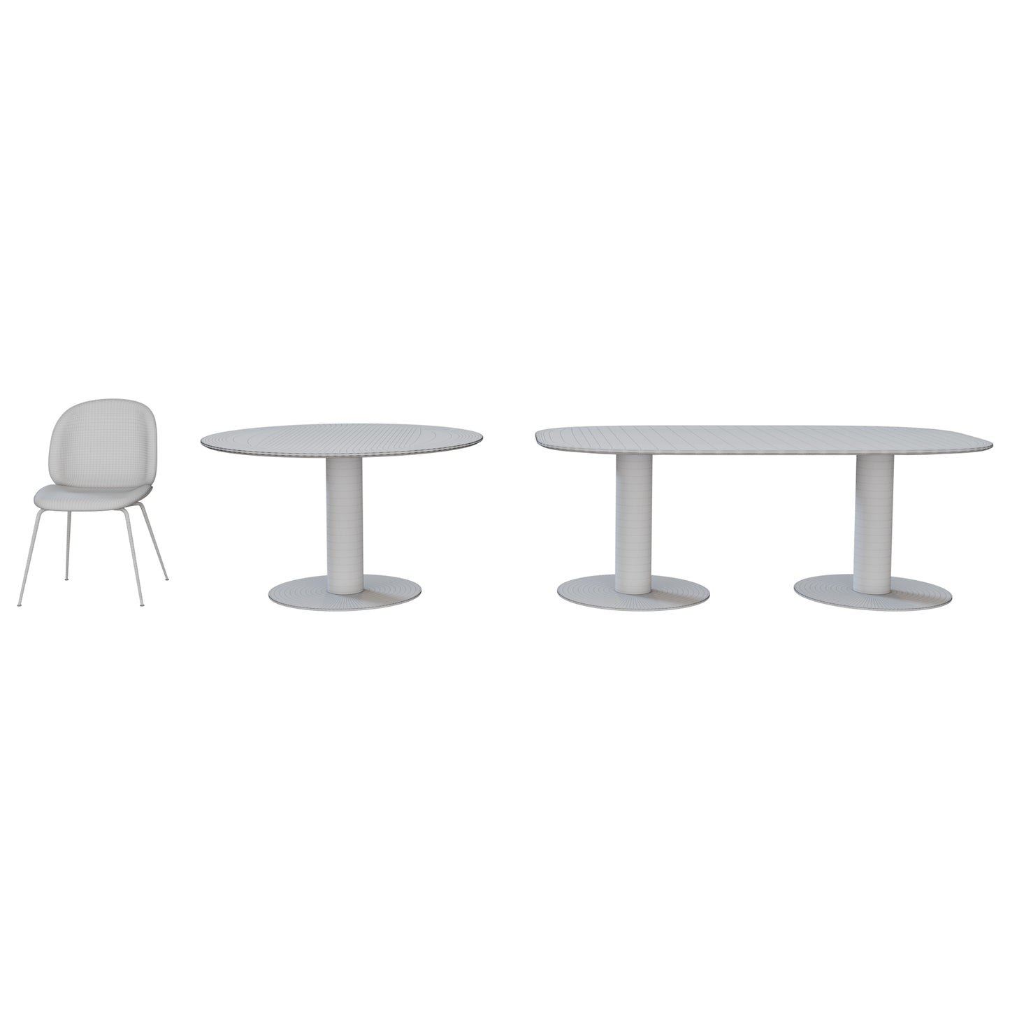 Beetle Dining Chair + Marble Tables By Gubi 3D Model