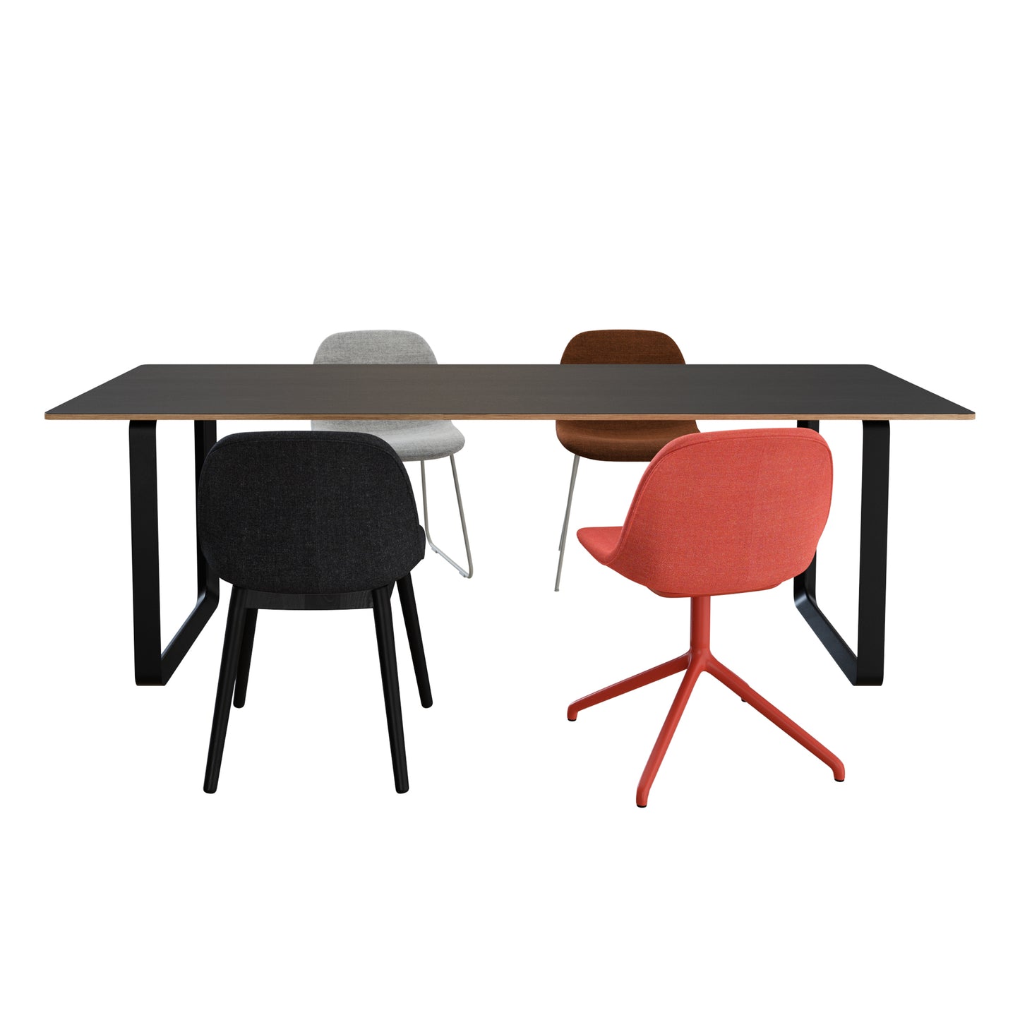 Fiber Side Chairs + 70/70 Table By Muuto 3D Model