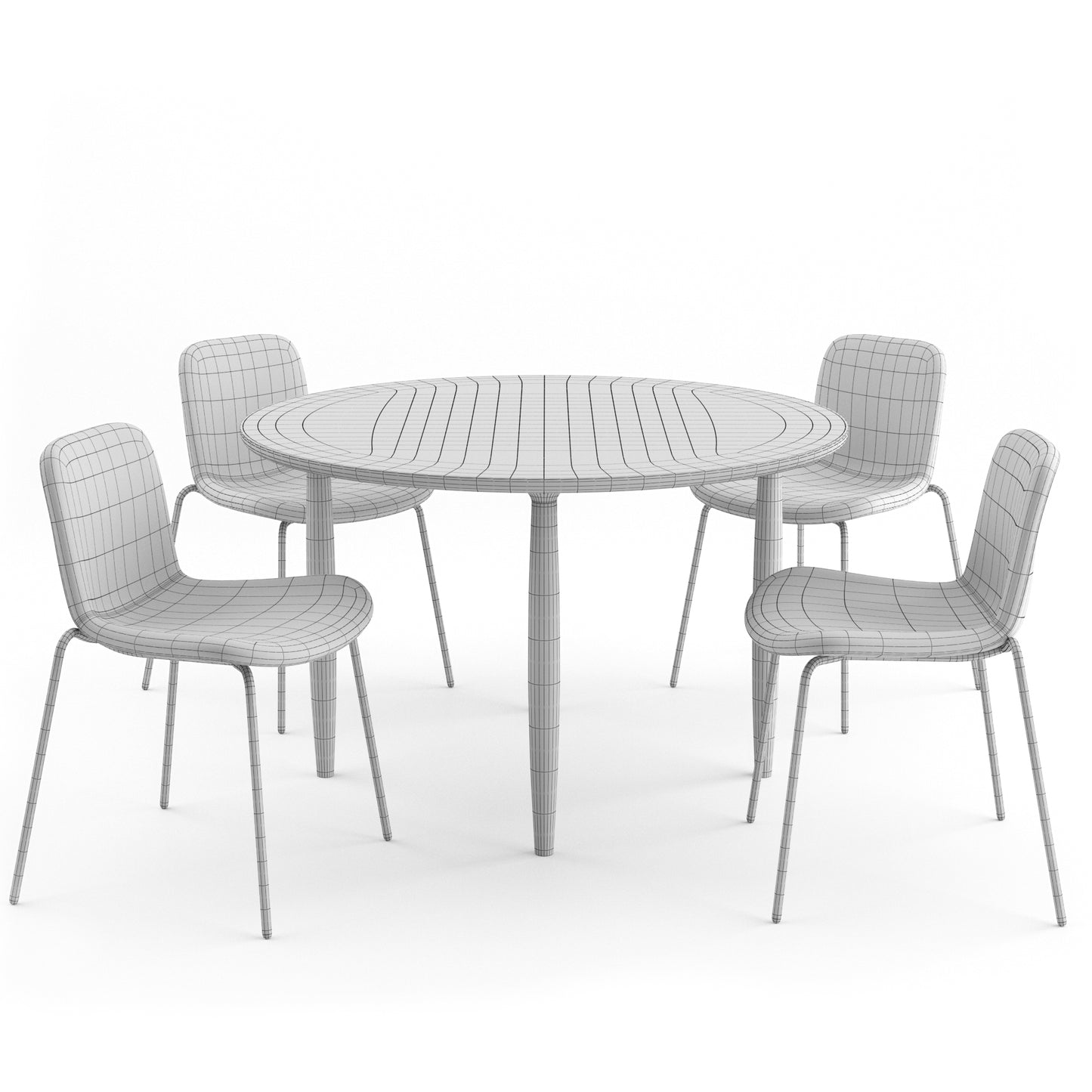 Langue Chair Soft + Oku Round Dining Table By Norr11 3D Model