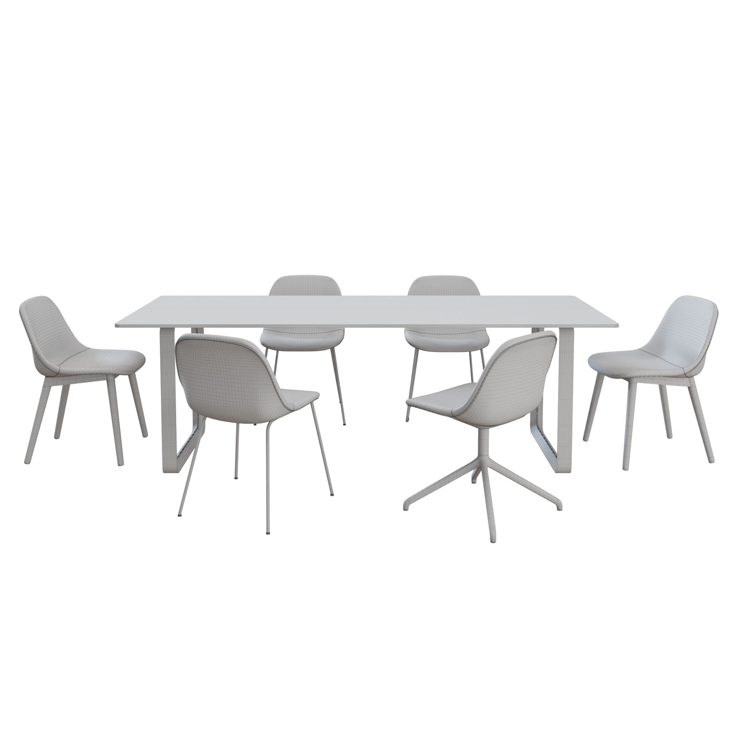 Fiber Side Chairs + 70/70 Table By Muuto 3D Model