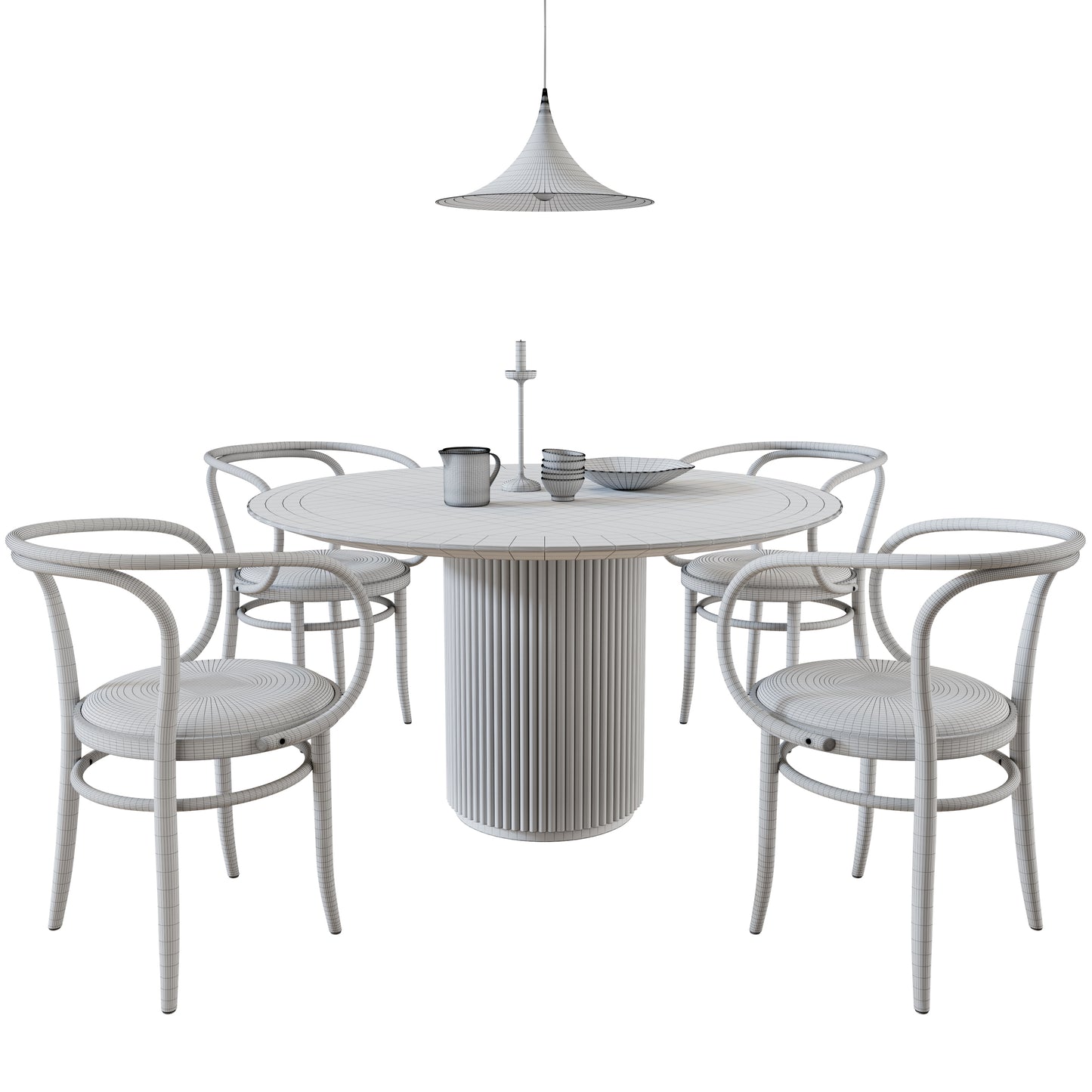 209P Chair Thonet - Palais Royal Table Asplund - Semi Pendant Gubi 3D Model