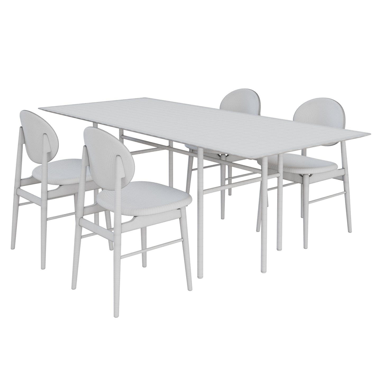 Outline Chair Ariake + Snaregade Dining Table Rectangular Menu 3D Model