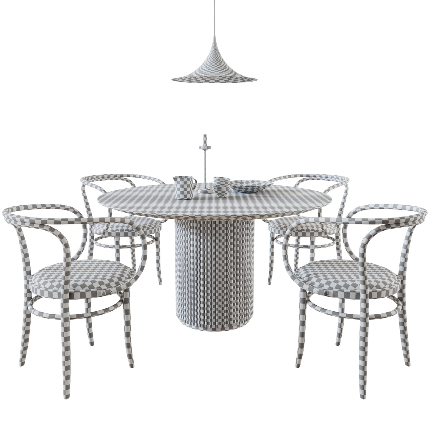 209P Chair Thonet - Palais Royal Table Asplund - Semi Pendant Gubi 3D Model