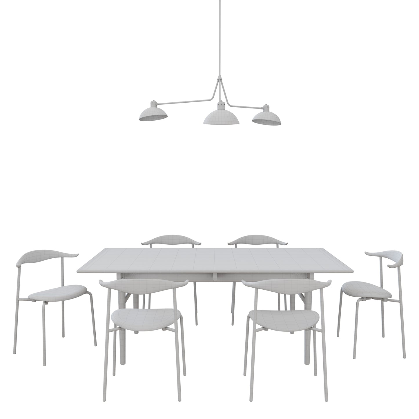 Carl Hansen Dining Set + Waldorf Triple Light Lambert & Fils 3D Model