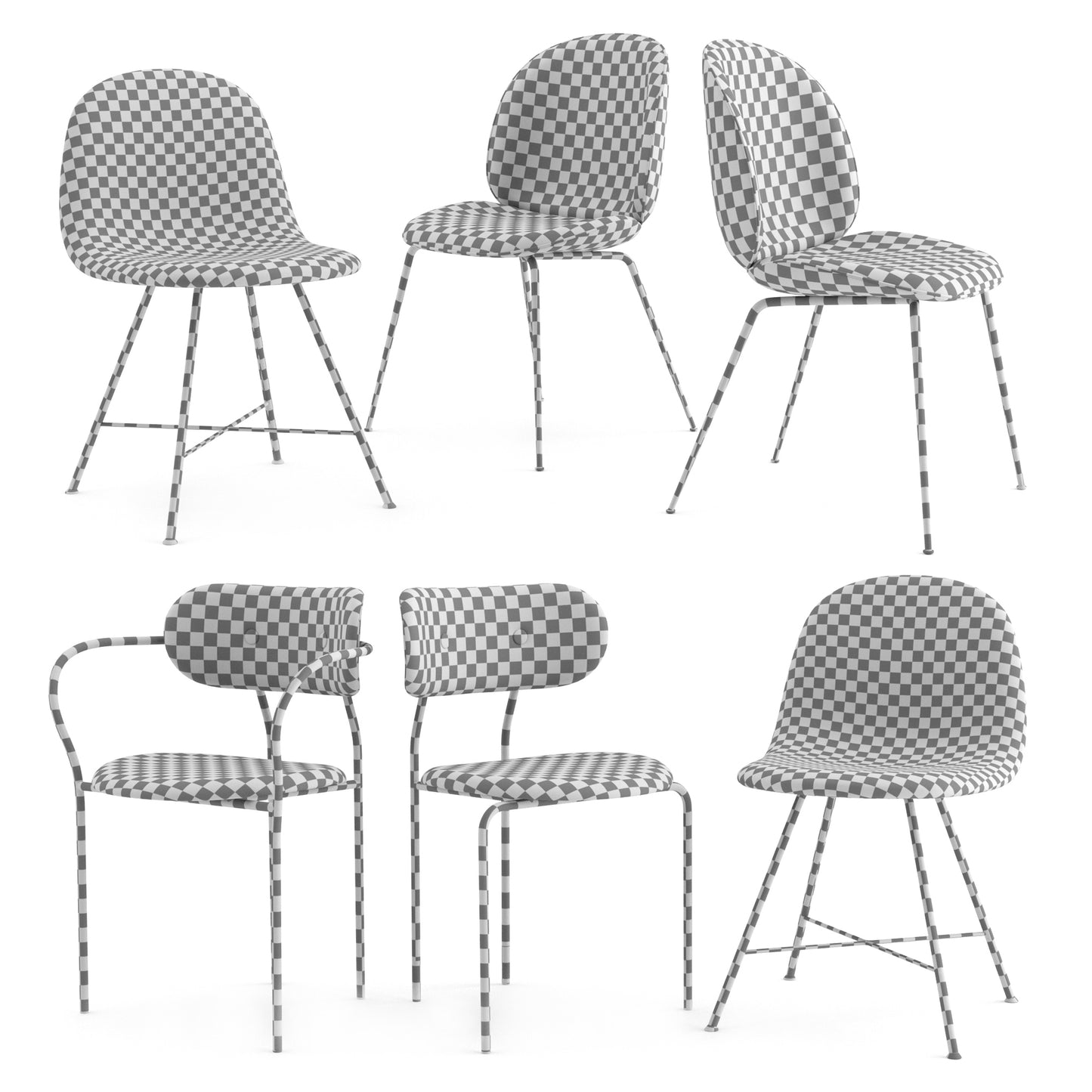 Gubi Dining Chairs Collection 3D Model