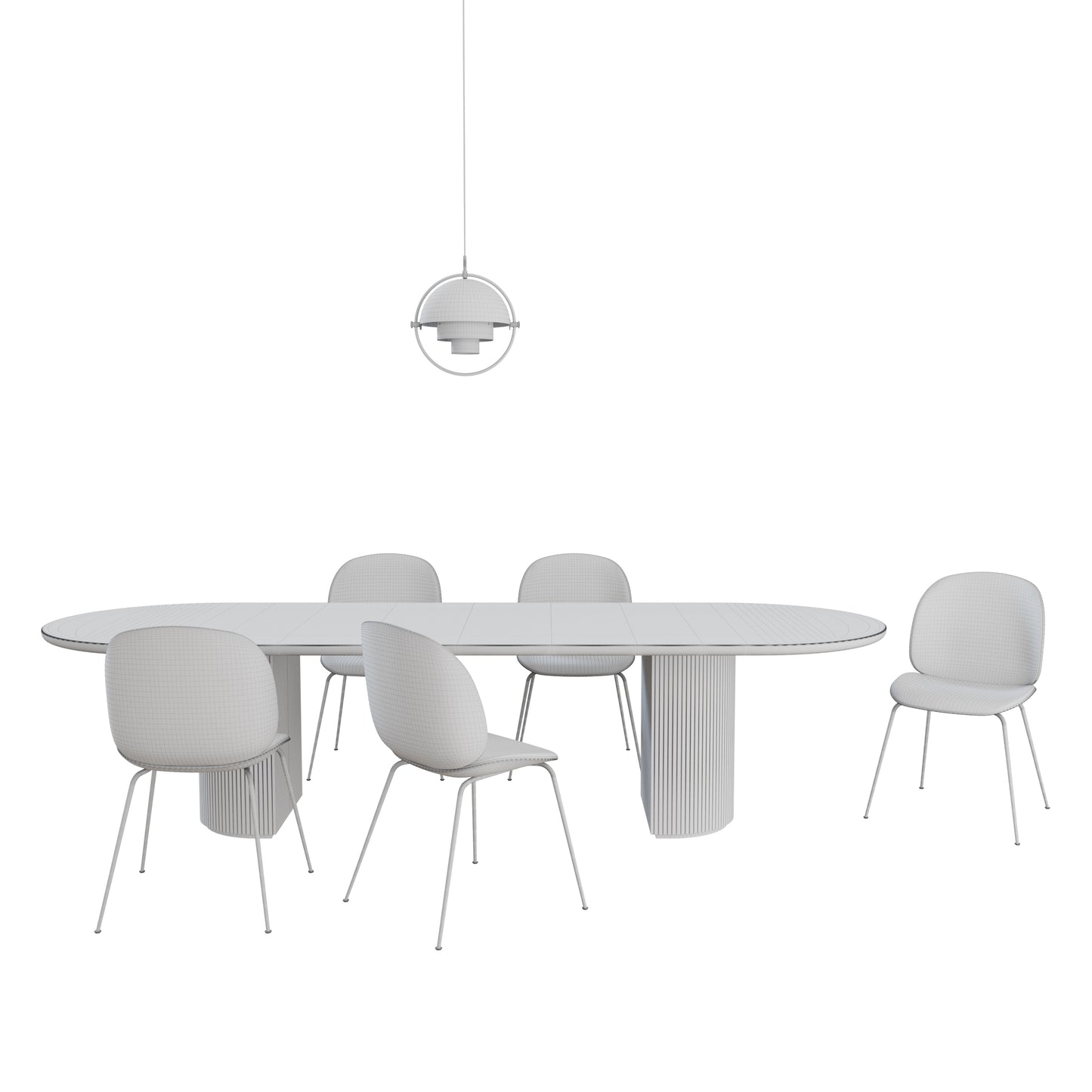 Beetle Chair - Moon Dining Table - Multi Lite Pendant By Gubi