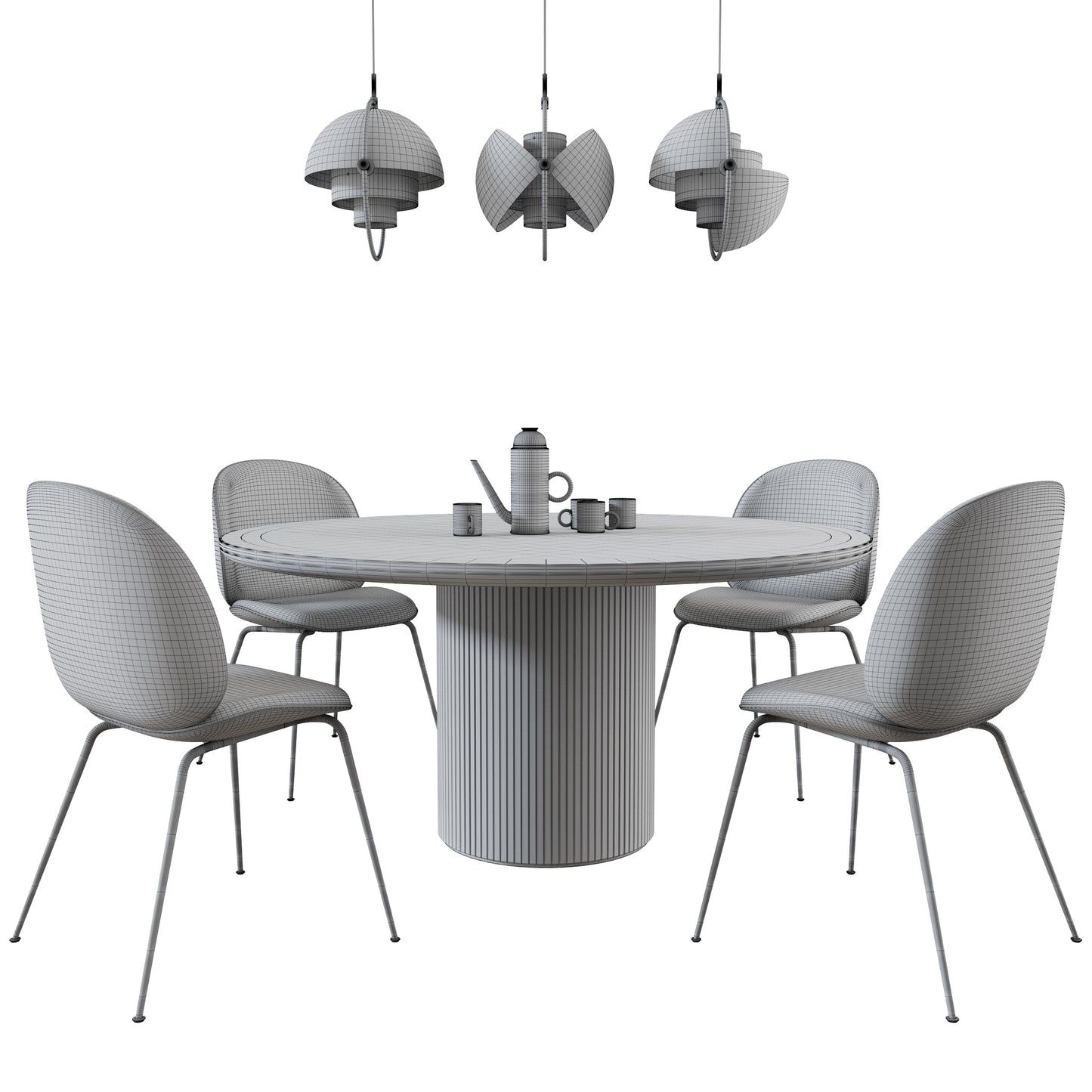 Beetle Chair + Moon Dining Table Round + Multi-Lite Pendant By Gubi 3D model on Add Model