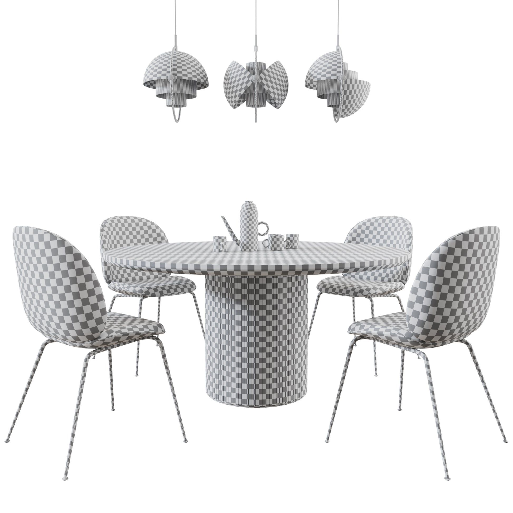 Beetle Chair + Moon Dining Table Round + Multi-Lite Pendant By Gubi 3D model on Add Model
