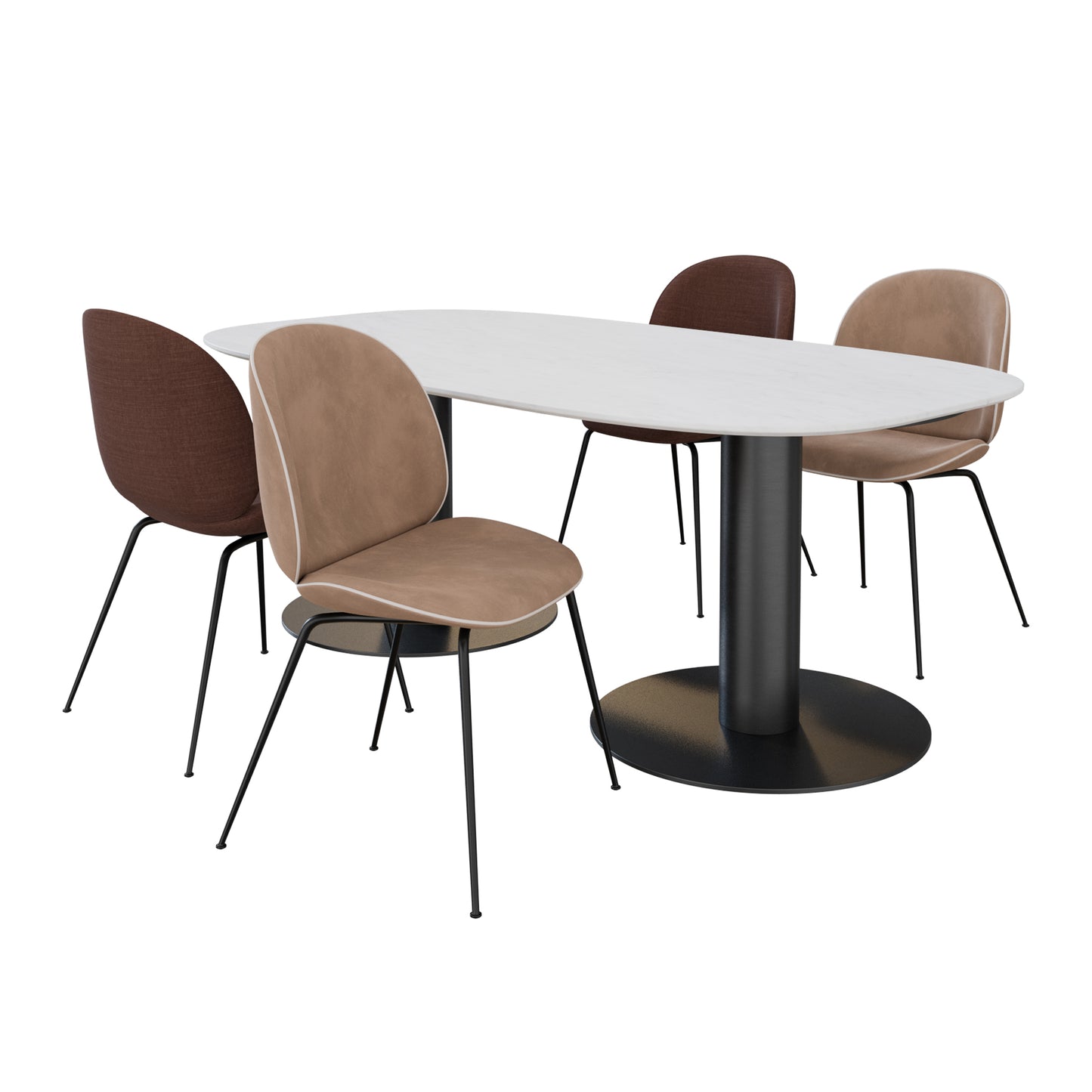 Beetle Dining Chair + Marble Tables By Gubi 3D model on Add Model