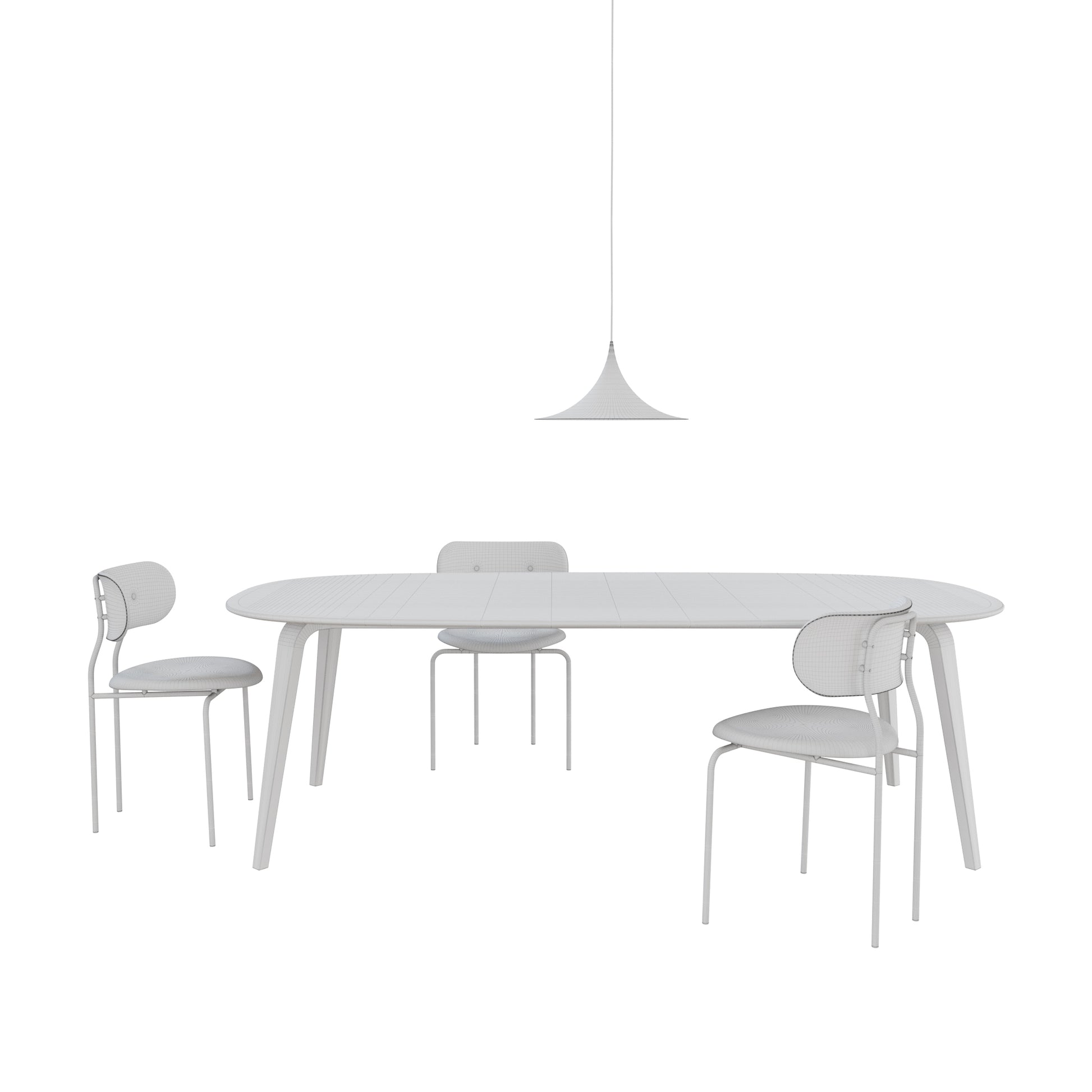 Coco Dining Chair - Gubi Dining Table - Semi Pendant By Gubi 3D Model