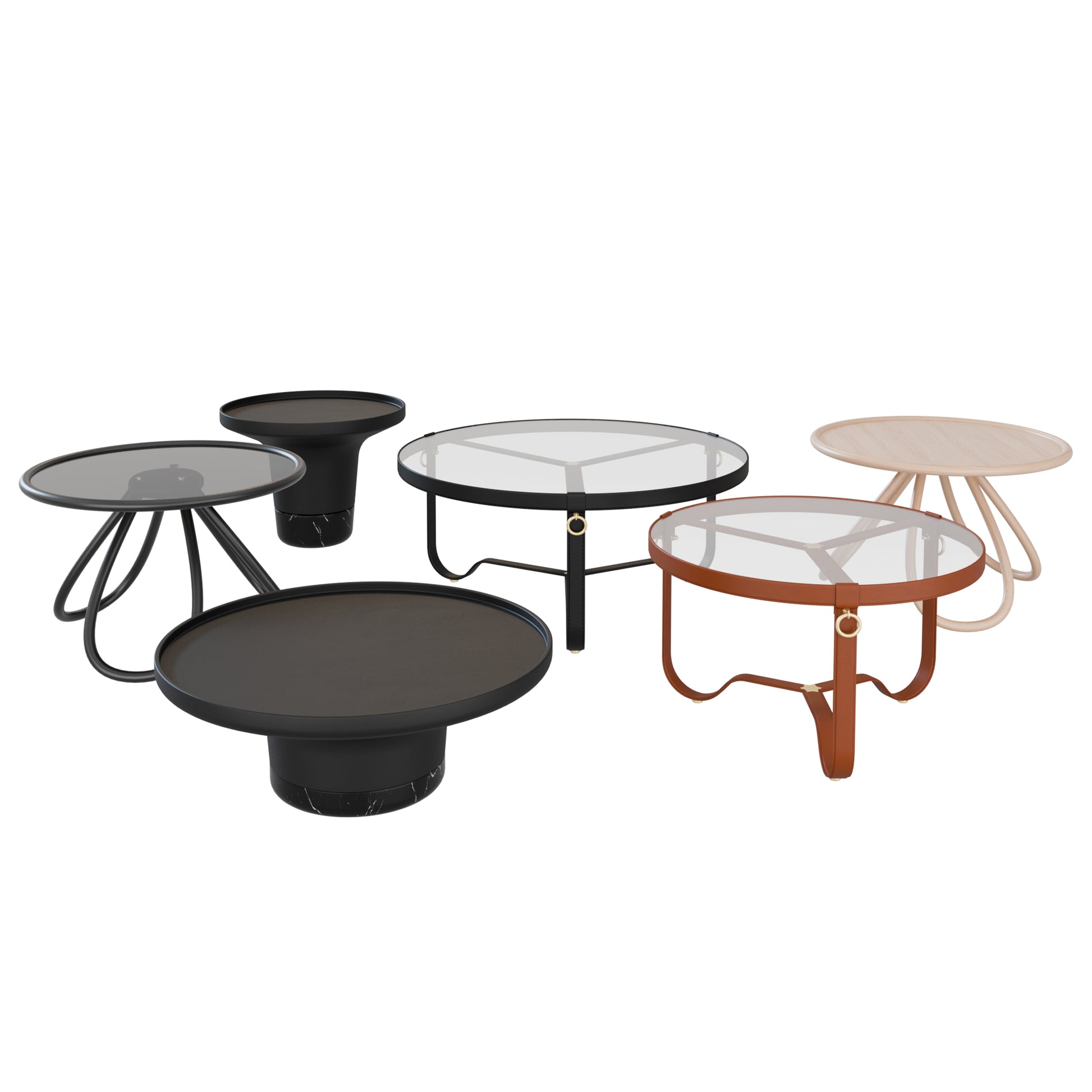 Adnet Coffee Table Circular 70 / 100 By Gubi - Arch Coffee Table By Thonet Vienna 3D Model